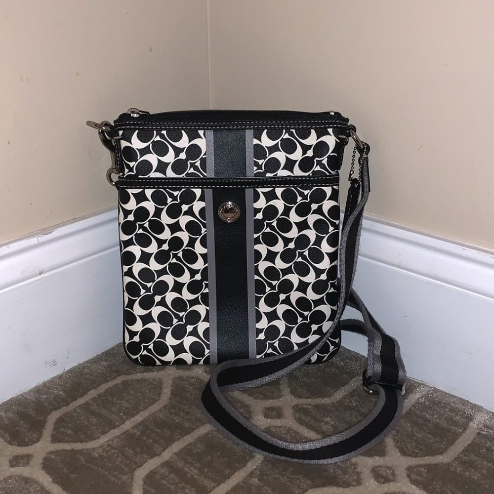 Coach crossbody Black and White purse